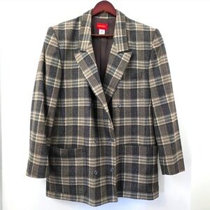 Vintage KENZO Paris Oversized Blazer 100% wool plaid size 40 women's blazer